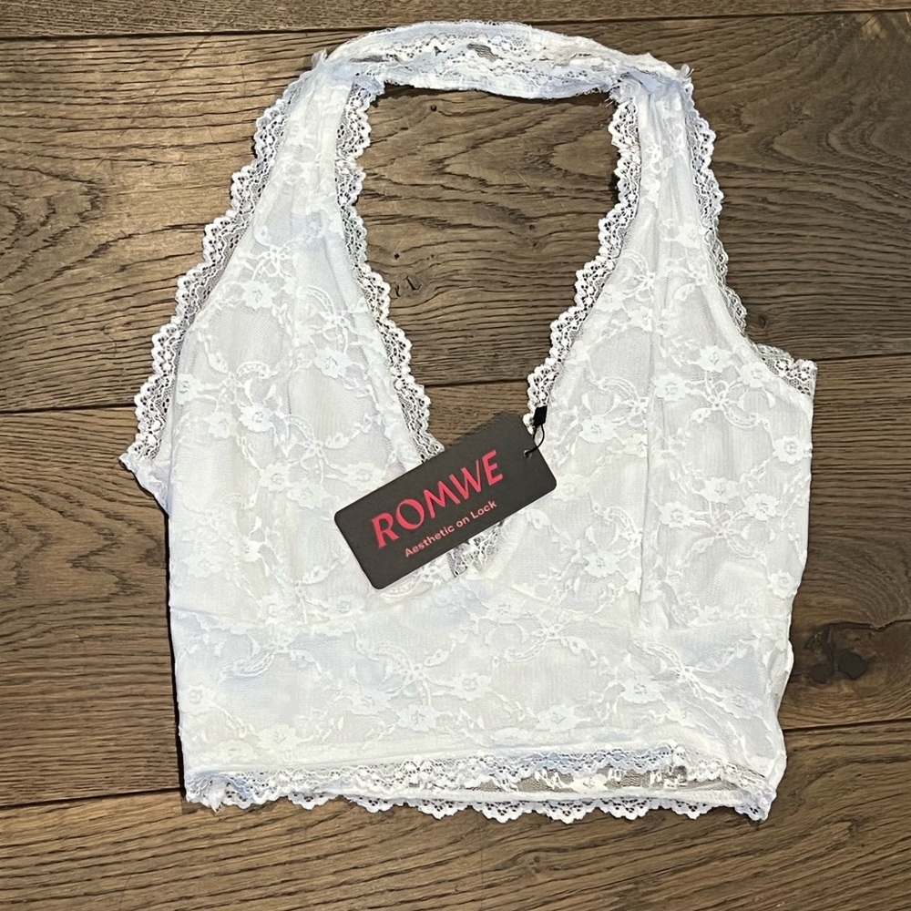 White halter lace top